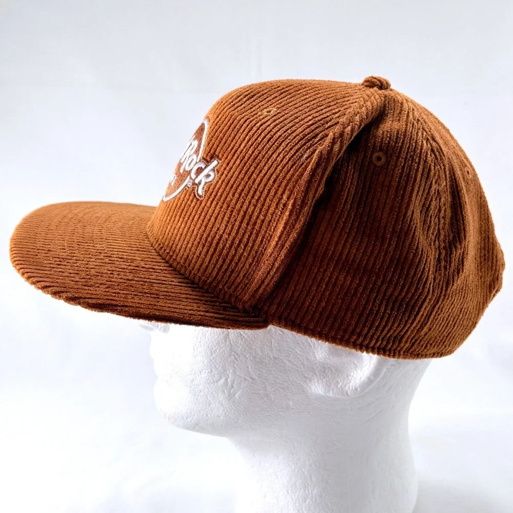 Hard Rock Cafe Miami Brown Corduroy Snapback Flat Bill Baseball Hat Cap